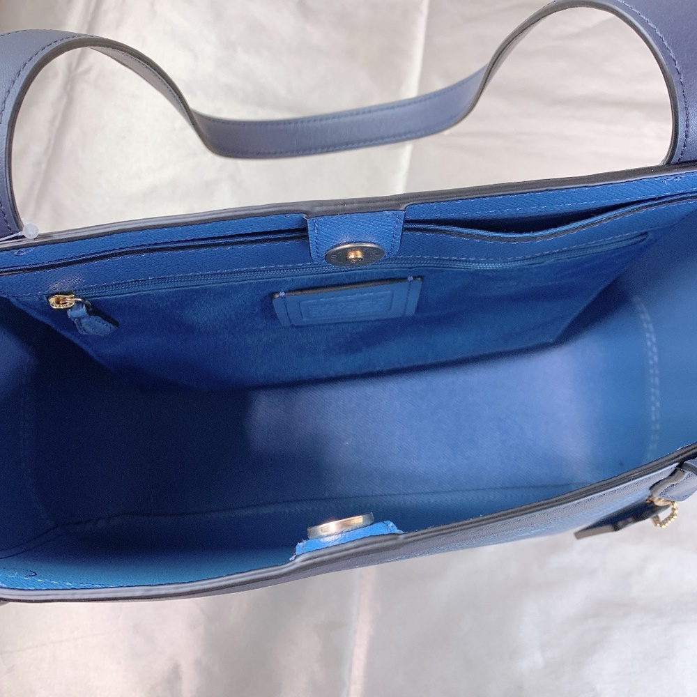 Coach Blue Denim Diagonal Horse Carriage Print Tote Gem